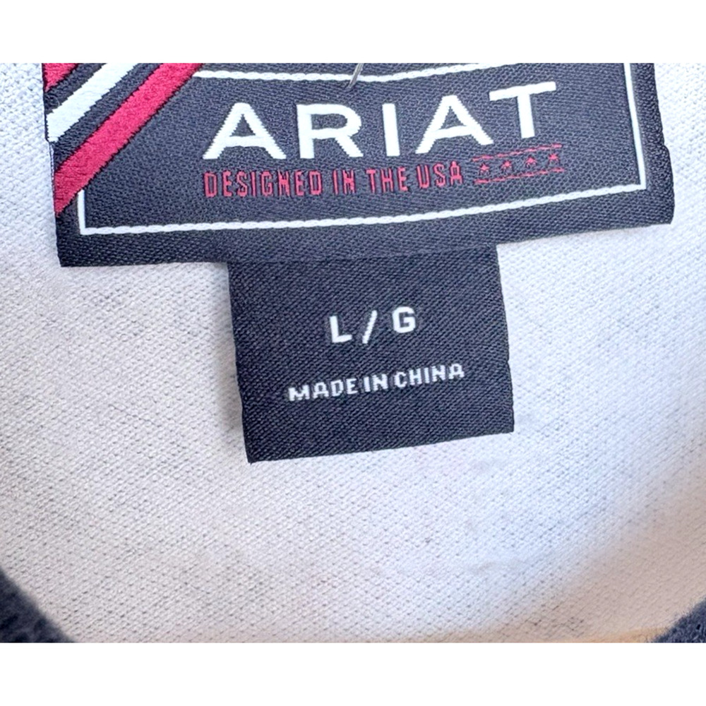 Ariat Sleeveless Polo Shirt Fox Print Cotton Blend White Navy Equestrian Golf L - Picture 5 of 10